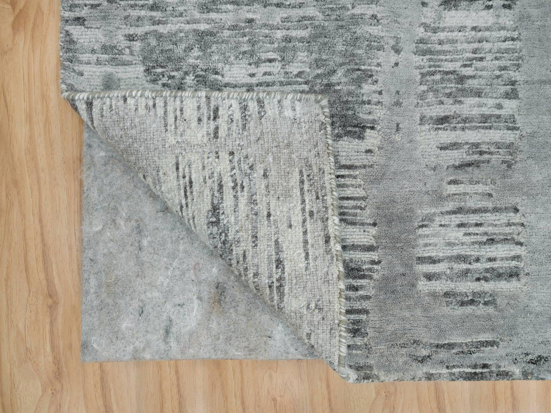 3'0" x 5'1" New Hand Knotted Grey Wool Rectangle Oriental Rug - MOA10265961