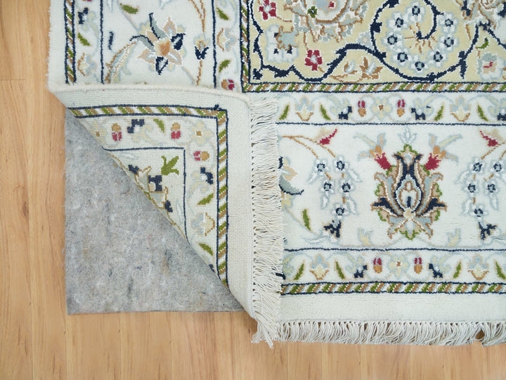 6'1" x 9'1" New Hand Knotted Ivory Wool Rectangle Oriental Rug - MOA10265967