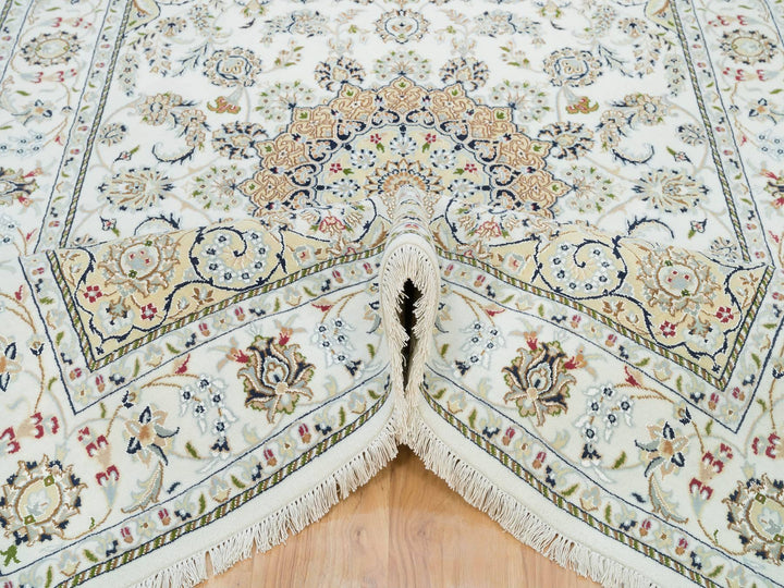 6'1" x 9'1" New Hand Knotted Ivory Wool Rectangle Oriental Rug - MOA10265967