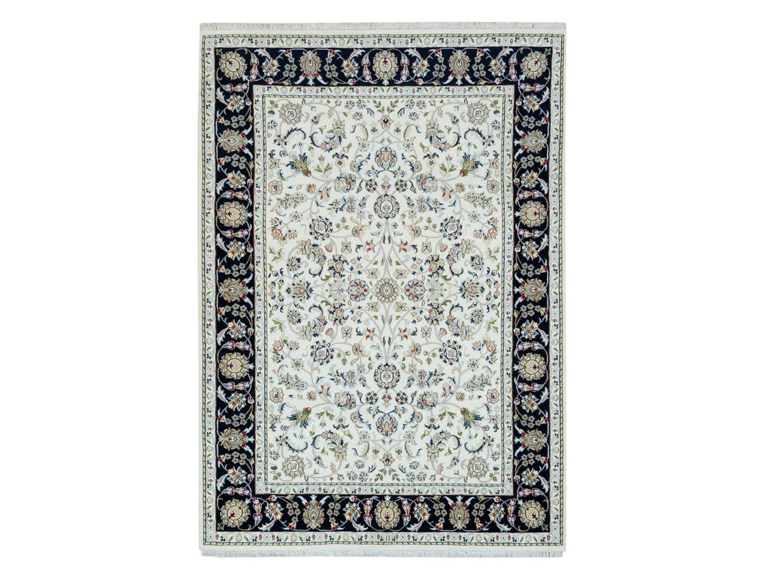 5'0" x 7'0" New Hand Knotted Ivory Wool Rectangle Oriental Rug - MOA10265972