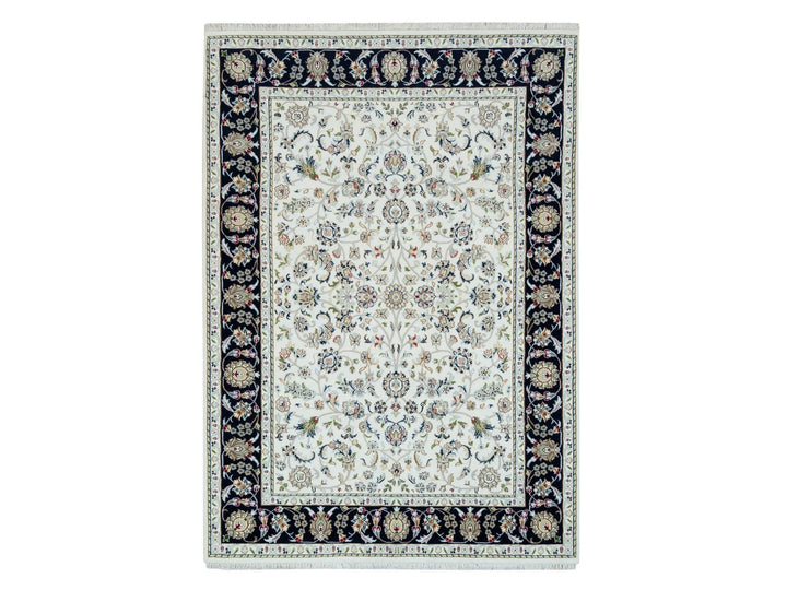 5'0" x 7'0" New Hand Knotted Ivory Wool Rectangle Oriental Rug - MOA10265972