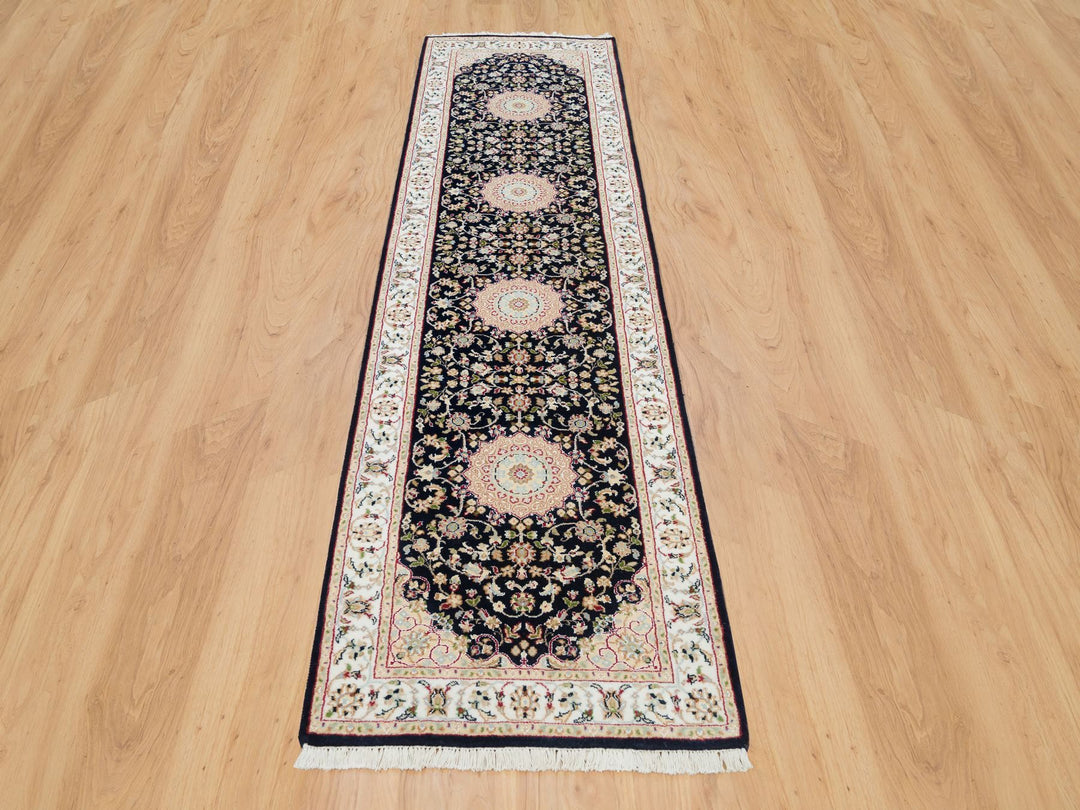 2'7" x 10'0" New Hand Knotted Blue Wool Runner Oriental Rug - MOA10265984