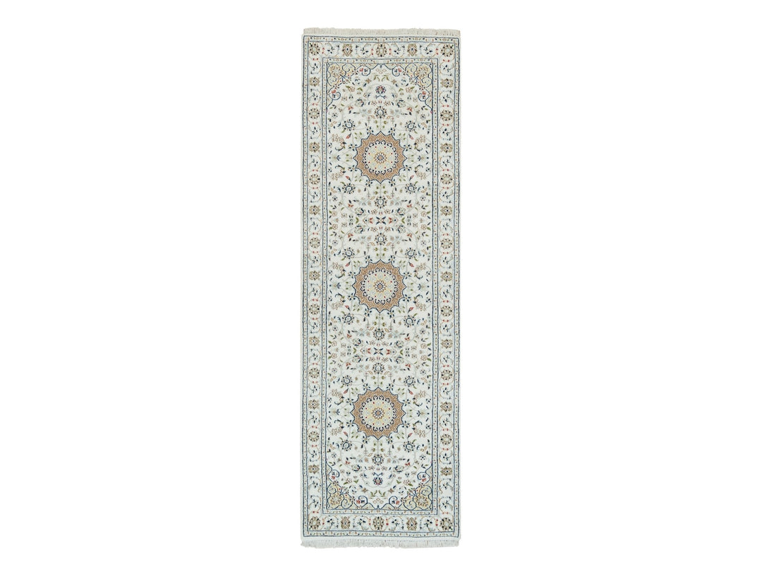 2'8" x 8'4" New Hand Knotted Ivory Wool Runner Oriental Rug - MOA10265985