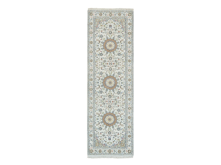 2'8" x 8'4" New Hand Knotted Ivory Wool Runner Oriental Rug - MOA10265985