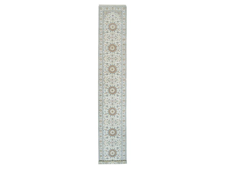 2'8" x 16'7" New Hand Knotted Ivory Wool Runner Oriental Rug - MOA10265993