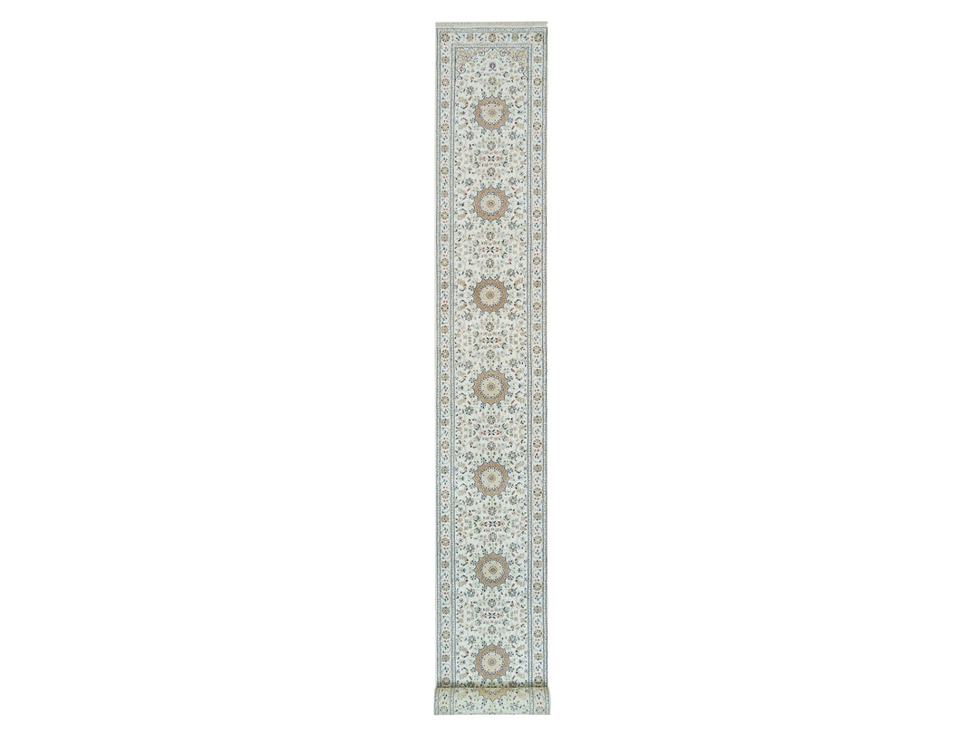 2'6" x 20'6" New Hand Knotted Ivory Wool Runner Oriental Rug - MOA10265994