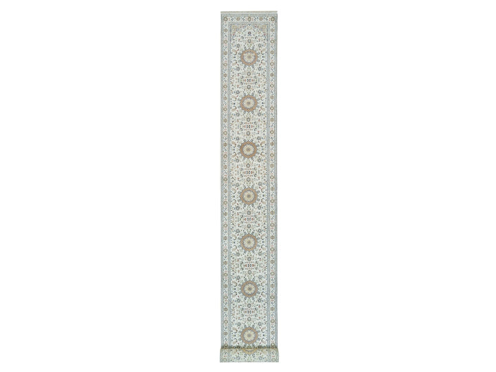 2'6" x 20'6" New Hand Knotted Ivory Wool Runner Oriental Rug - MOA10265994