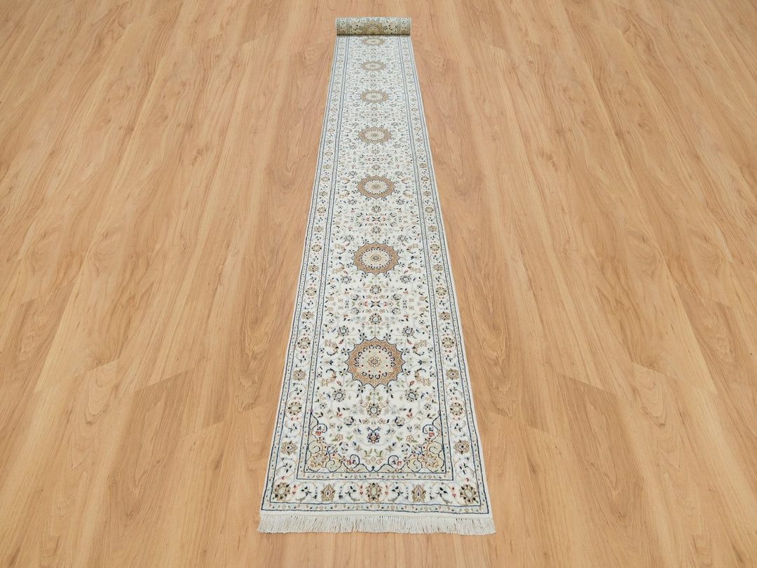2'6" x 20'6" New Hand Knotted Ivory Wool Runner Oriental Rug - MOA10265994