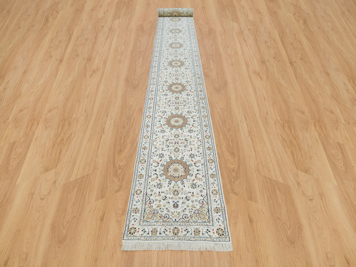 2'6" x 20'6" New Hand Knotted Ivory Wool Runner Oriental Rug - MOA10265994