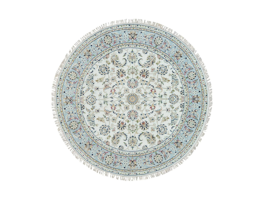 6'1" x 6'1" New Hand Knotted Ivory Wool Round Oriental Rug - MOA10265995