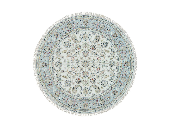 6'1" x 6'1" New Hand Knotted Ivory Wool Round Oriental Rug - MOA10265995