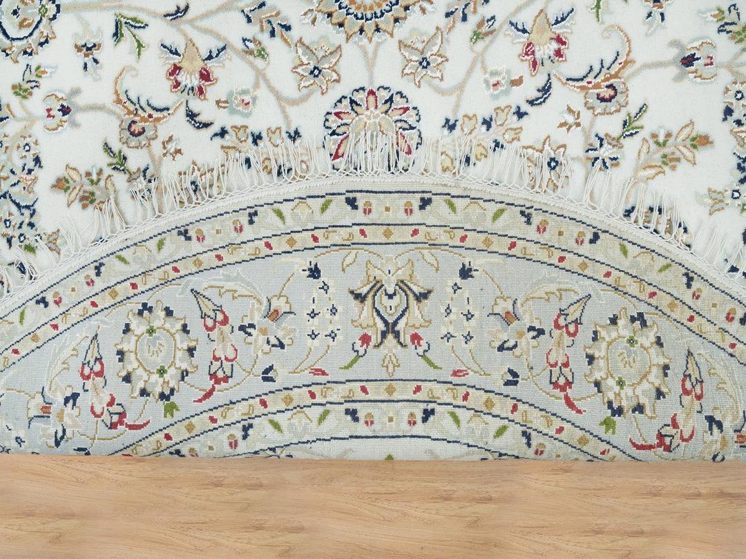 6'1" x 6'1" New Hand Knotted Ivory Wool Round Oriental Rug - MOA10265995