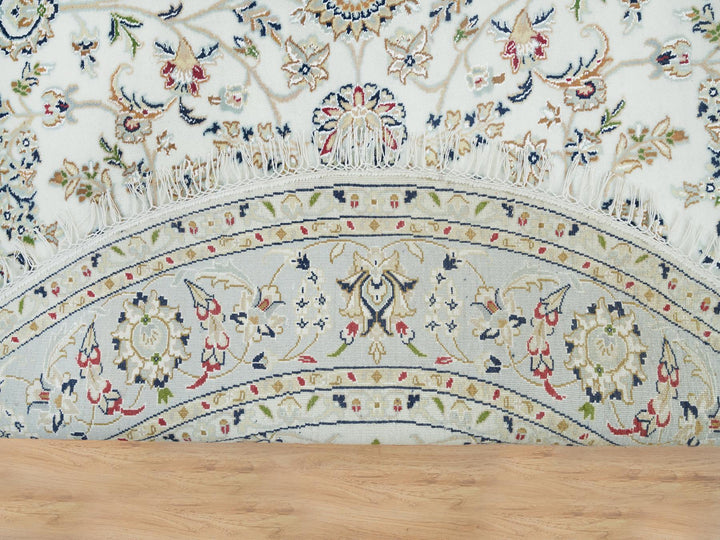 6'1" x 6'1" New Hand Knotted Ivory Wool Round Oriental Rug - MOA10265995