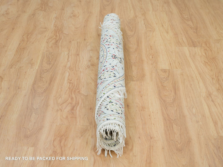 6'1" x 6'1" New Hand Knotted Ivory Wool Round Oriental Rug - MOA10265995