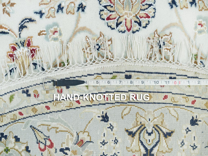 6'1" x 6'1" New Hand Knotted Ivory Wool Round Oriental Rug - MOA10265995