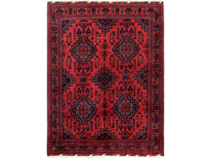 5'3" x 6'11" New Hand Knotted Red Wool Rectangle Oriental Rug - MOA102659