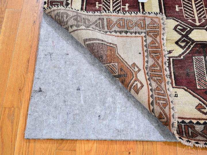 3'7" x 6'0" Vintage Hand Knotted Ivory Wool Rectangle Oriental Rug - MOA10266017