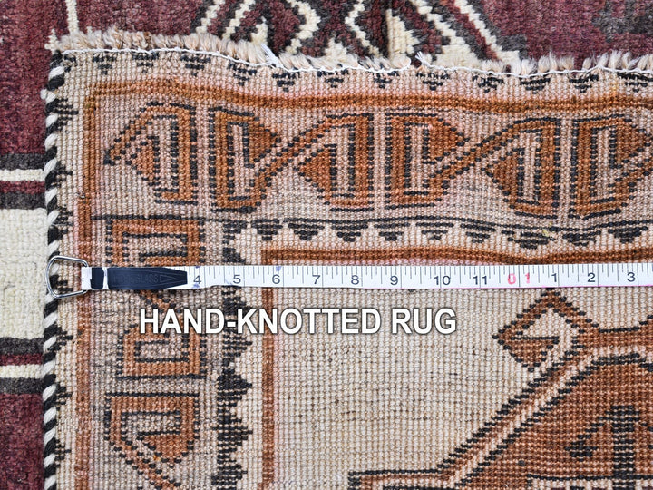 3'7" x 6'0" Vintage Hand Knotted Ivory Wool Rectangle Oriental Rug - MOA10266017