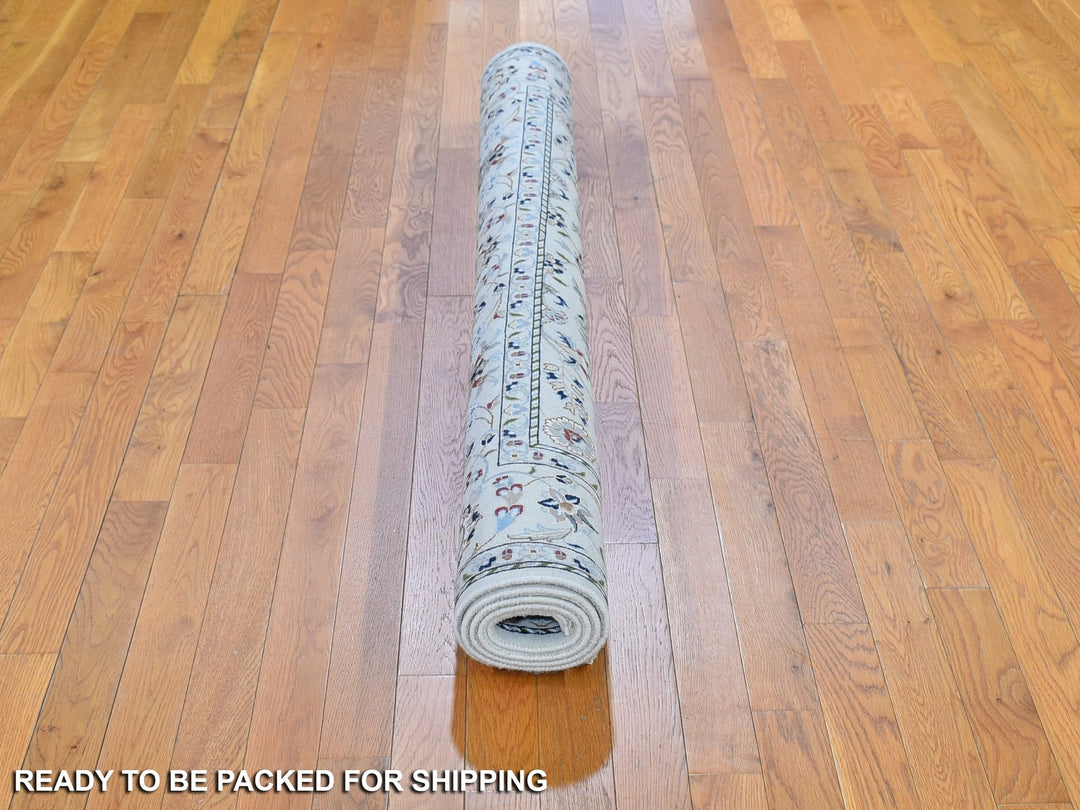 6'1" x 6'1" New Hand Knotted Ivory Wool Square Oriental Rug - MOA10266024