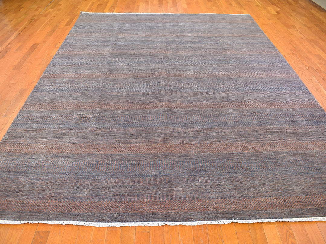 9'1" x 12'2" New Hand Knotted Orange Wool & Silk Rectangle Oriental Rug - MOA10266053