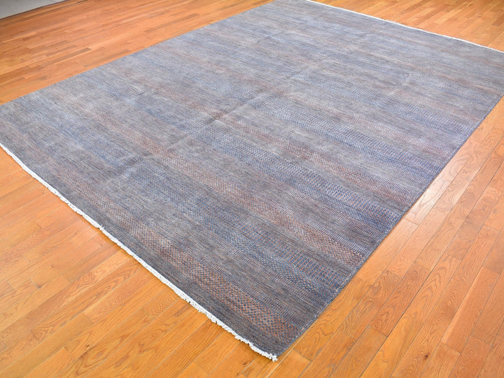 9'1" x 12'2" New Hand Knotted Orange Wool & Silk Rectangle Oriental Rug - MOA10266053
