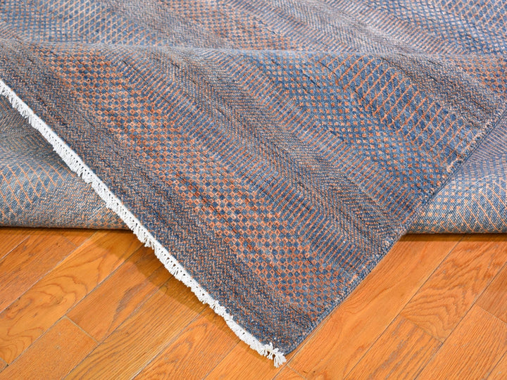 9'1" x 12'2" New Hand Knotted Orange Wool & Silk Rectangle Oriental Rug - MOA10266053