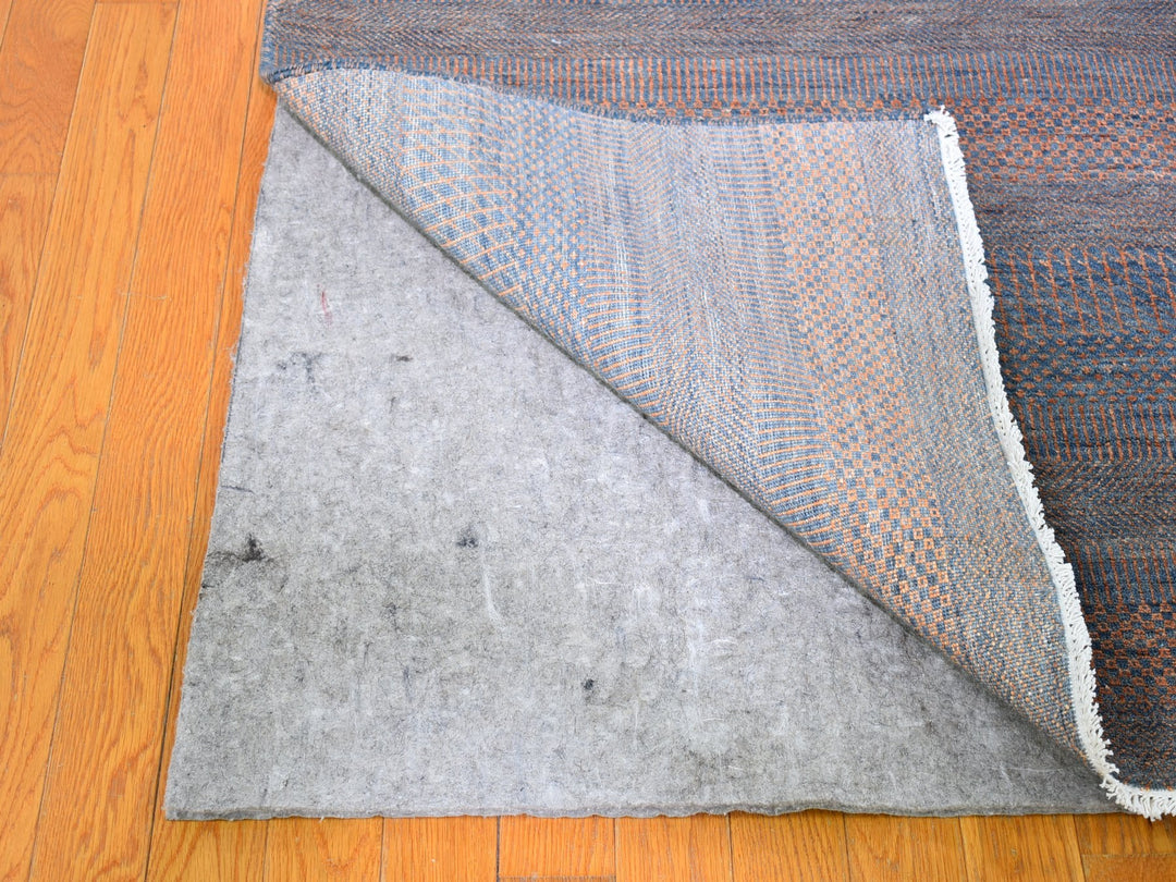 9'1" x 12'2" New Hand Knotted Orange Wool & Silk Rectangle Oriental Rug - MOA10266053