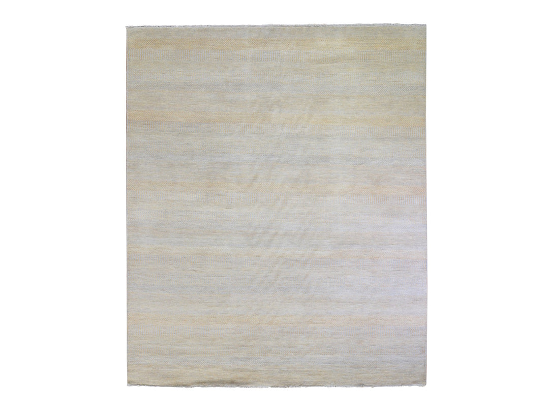 8'1" x 9'8" New Hand Knotted Yellow Wool & Silk Rectangle Oriental Rug - MOA10266056