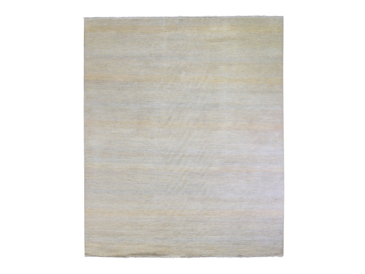 8'1" x 9'8" New Hand Knotted Yellow Wool & Silk Rectangle Oriental Rug - MOA10266056