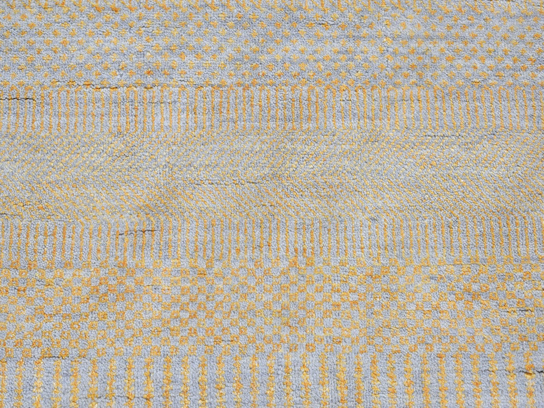 8'1" x 9'8" New Hand Knotted Yellow Wool & Silk Rectangle Oriental Rug - MOA10266056