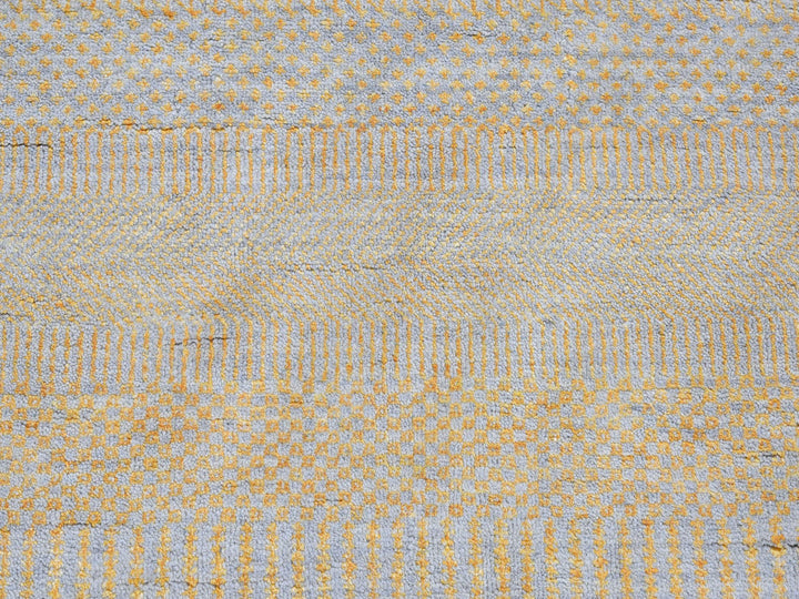 8'1" x 9'8" New Hand Knotted Yellow Wool & Silk Rectangle Oriental Rug - MOA10266056