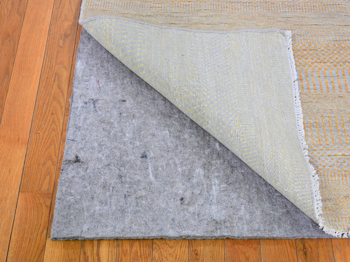 8'1" x 9'8" New Hand Knotted Yellow Wool & Silk Rectangle Oriental Rug - MOA10266056
