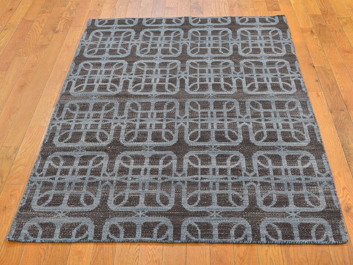 4'0" x 6'0" New Hand Woven Brown Wool Rectangle Oriental Rug - MOA10266067