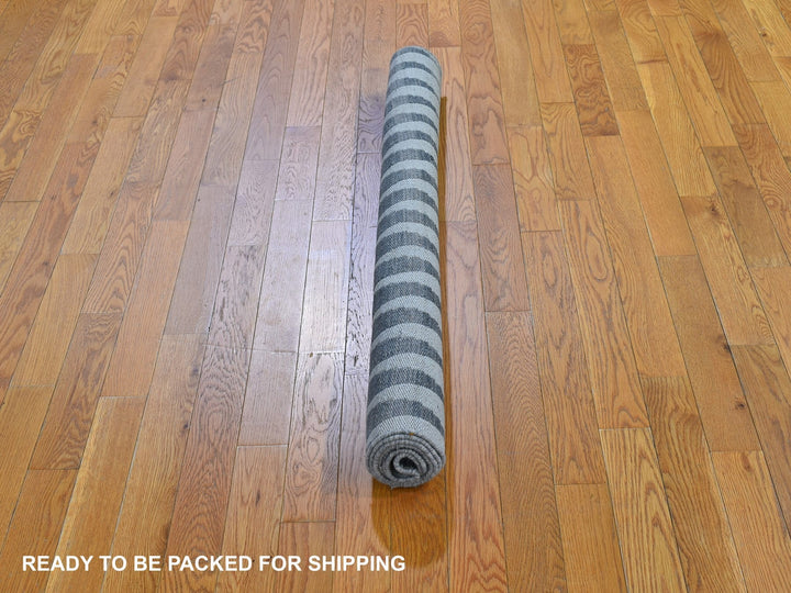 4'0" x 5'10" New Hand Woven Grey Wool Rectangle Oriental Rug - MOA10266079