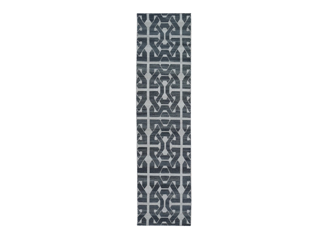 2'7" x 9'10" New Hand Woven Grey Wool Rectangle Oriental Rug - MOA10266100