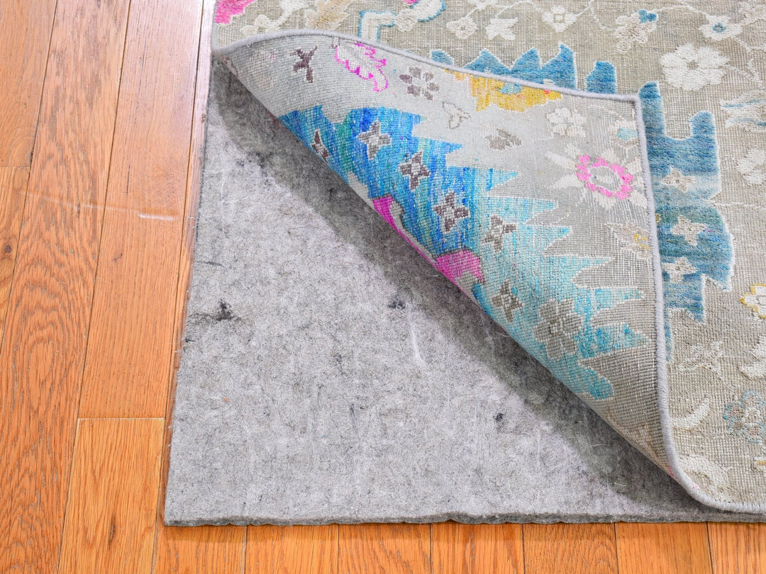 2'0" x 3'1" New Hand Knotted Grey Wool & Sari Silk Rectangle Oriental Rug - MOA10266145