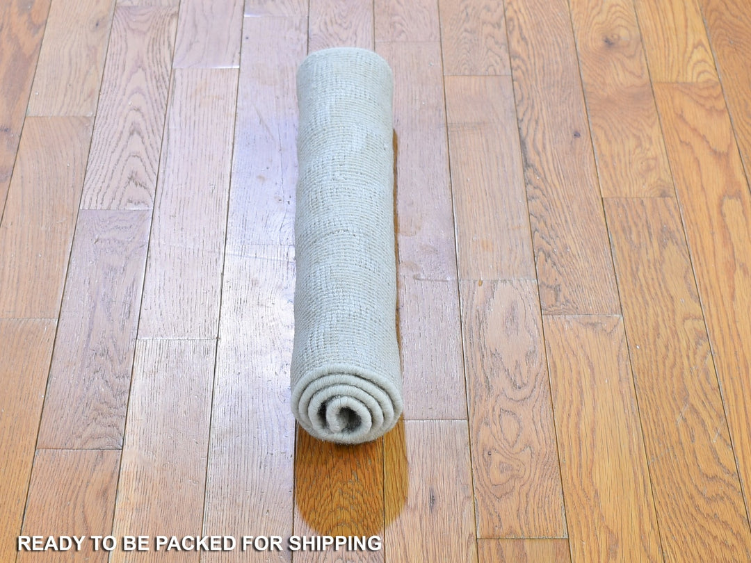 2'0" x 2'10" New Hand Knotted Ivory Wool Rectangle Oriental Rug - MOA10266159