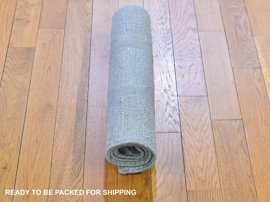 2'0" x 3'0" New Hand Knotted Grey Wool & Silk Rectangle Oriental Rug - MOA10266164