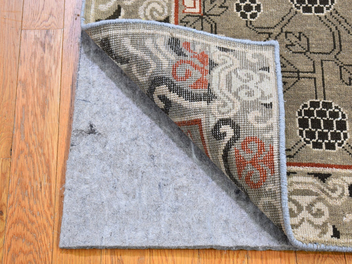2'1" x 2'2" New Hand Knotted Grey Wool Rectangle Oriental Rug - MOA10266166