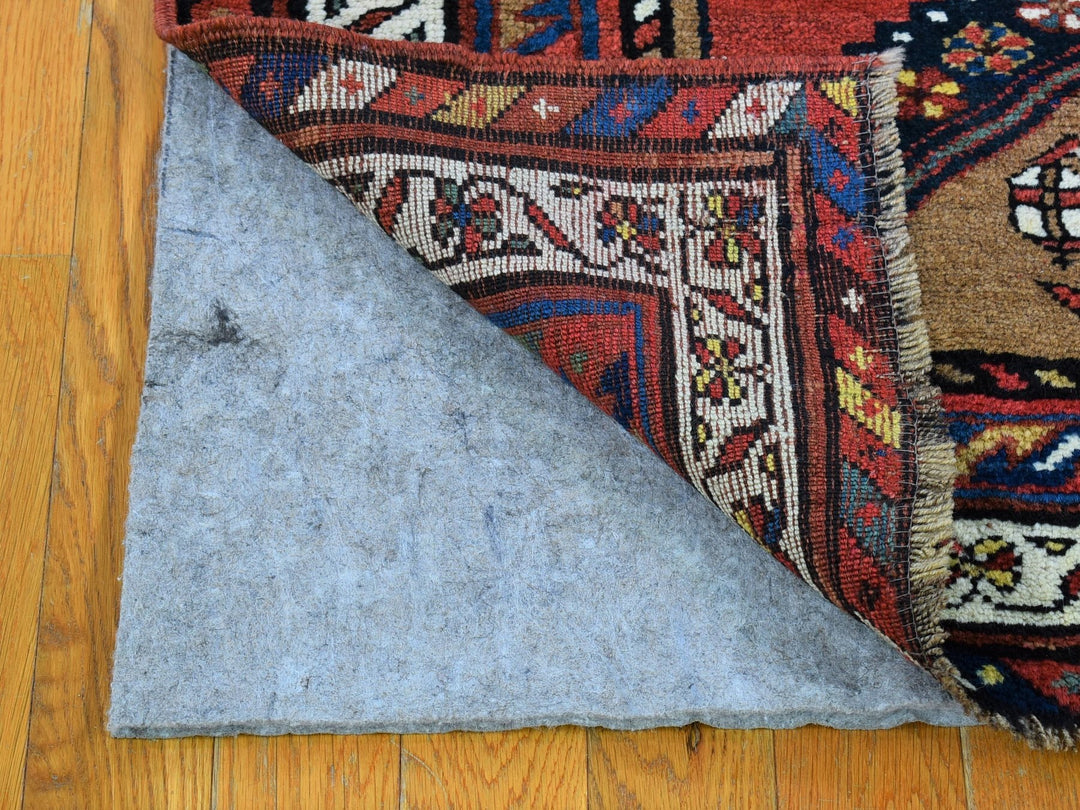 3'9" x 12'2" Vintage Hand Knotted Brown Wool Runner Oriental Rug - MOA10266185