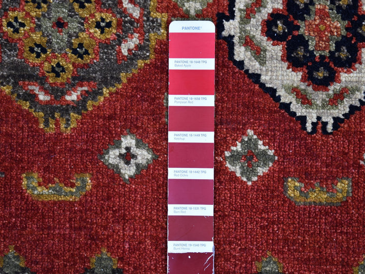 3'2" x 10'0" New Hand Knotted Red Wool Runner Oriental Rug - MOA10266190
