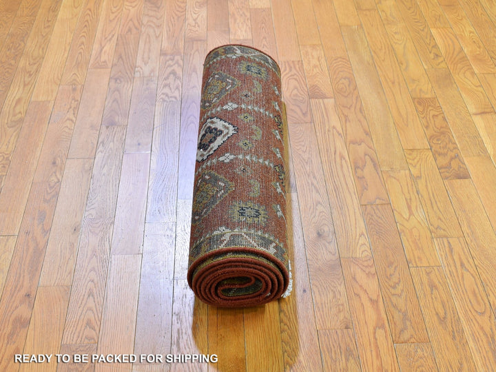 3'2" x 10'0" New Hand Knotted Red Wool Runner Oriental Rug - MOA10266190