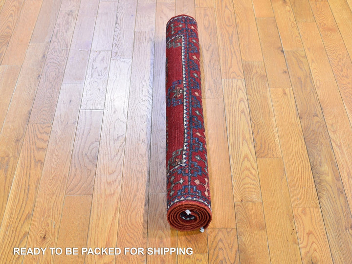 3'4" x 4'8" New Hand Knotted Red Wool Rectangle Oriental Rug - MOA10266286