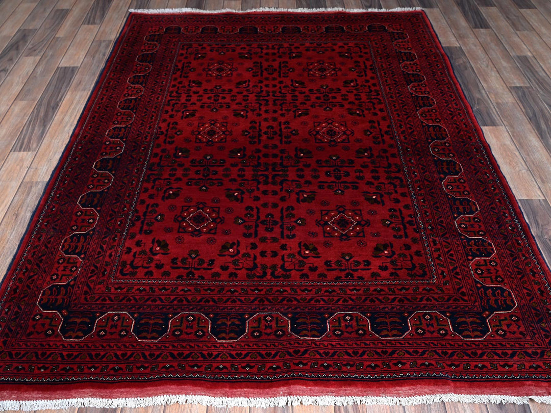4'11" x 6'4" New Hand Knotted Red Wool Rectangle Oriental Rug - MOA102662