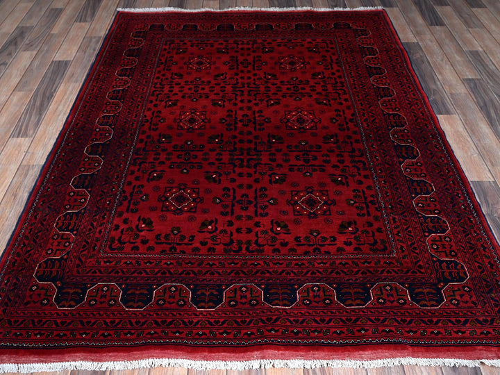 4'11" x 6'4" New Hand Knotted Red Wool Rectangle Oriental Rug - MOA102662