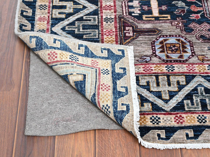 4'1" x 5'10" New Hand Knotted Grey Wool Rectangle Oriental Rug - MOA10266306