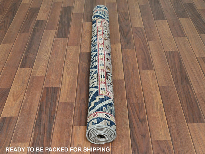 4'1" x 5'10" New Hand Knotted Grey Wool Rectangle Oriental Rug - MOA10266306