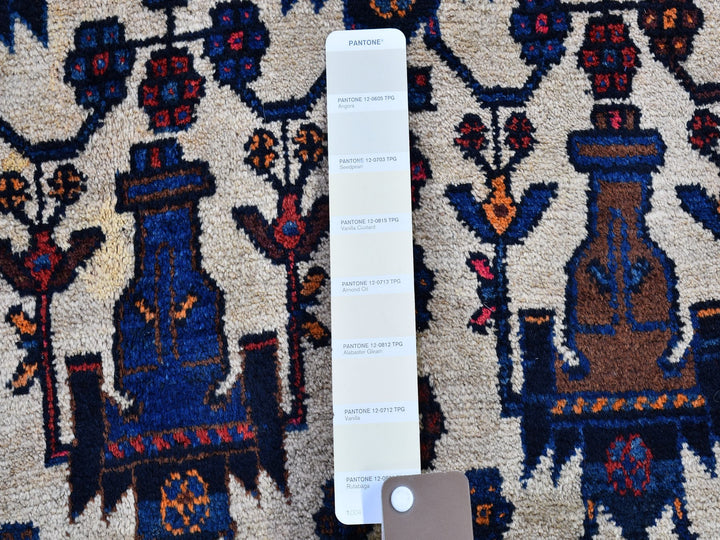 4'10" x 7'0" Vintage Hand Knotted Ivory Wool Rectangle Oriental Rug - MOA10266315