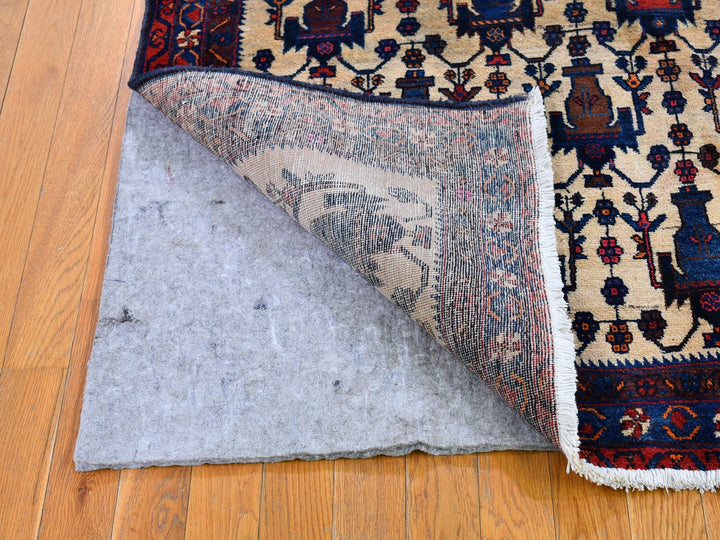 4'10" x 7'0" Vintage Hand Knotted Ivory Wool Rectangle Oriental Rug - MOA10266315