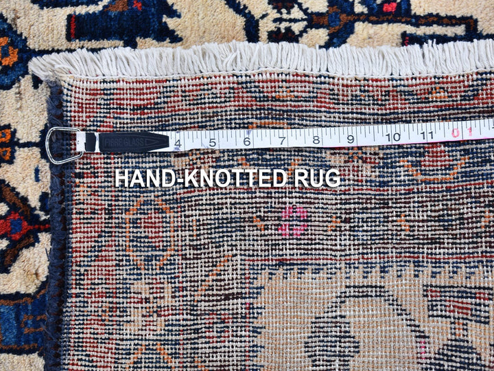 4'10" x 7'0" Vintage Hand Knotted Ivory Wool Rectangle Oriental Rug - MOA10266315
